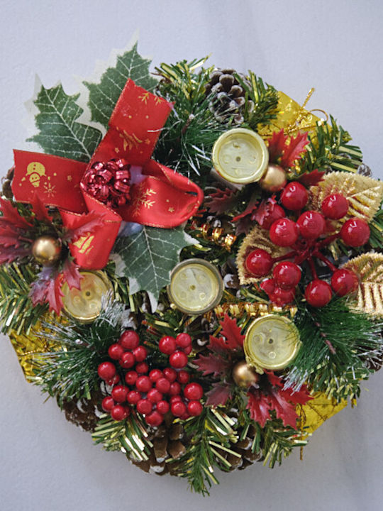 Velve Crăciun Decorativ Coroană de flori cu Diametru 22cm.