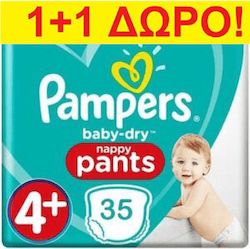 Pampers Baby Dry Nappy Pants No. 4+ για 9-15kg 35τμχ Pampers Baby Dry Nappy Pants No. 4+ για 9-15kg 35τμχ