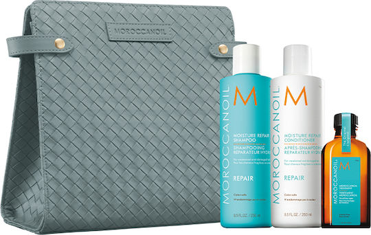 Moroccanoil Repair Hair Care Set for Reconstruction & Nourishment for Damaged Hair with Shampoo, Conditioner and Oil 4pcs