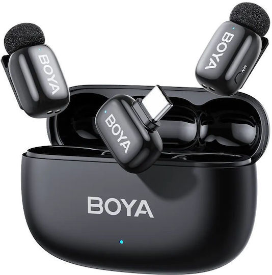 Boya mini 2 Type-C Set Wireless Δυναμικό Microphone Πέτου, Clip On Journalistic