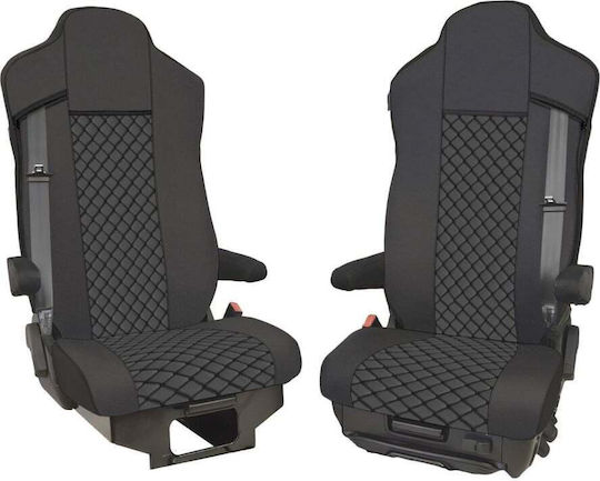 Satz Autositzbezüge für Lkw 2 Stück Iveco Stralis S-way 2021 Schwarzes Ökologisches Leder