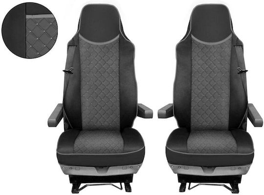 Set Truck Seat Covers 2 Pieces Man Tgx 2017+ Grey Eco Leather