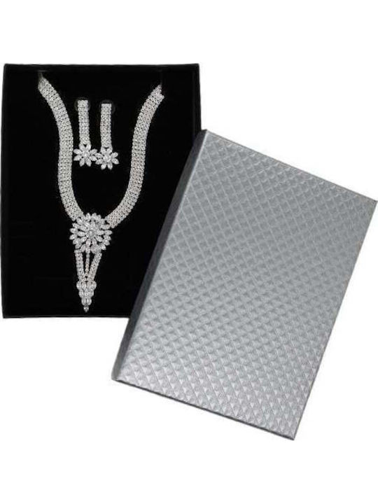 Velve Set with Necklace & Earrings from Silver with Stones