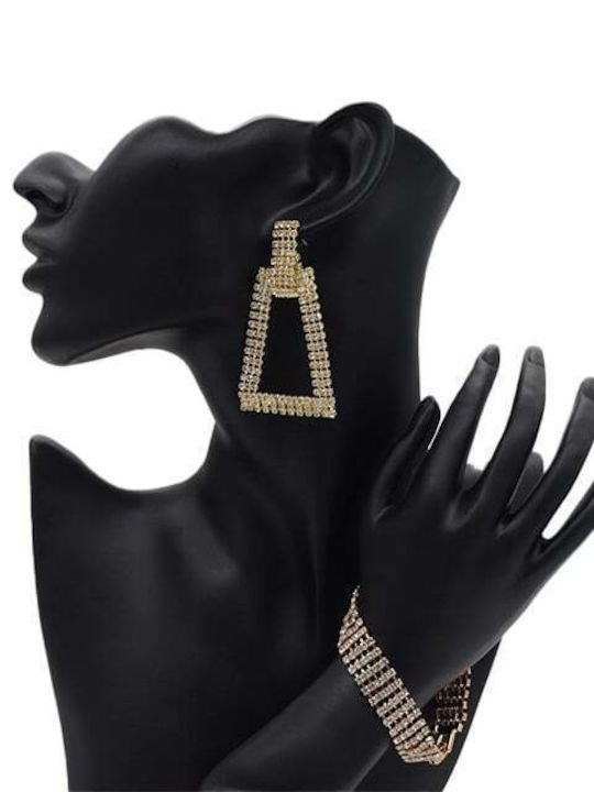 Velve Set mit Ohrringe & Armband aus Gold mit Steinen