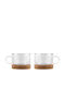 Vialli Design Set of Cups Coffee Glass Brown 220ml 2pcs