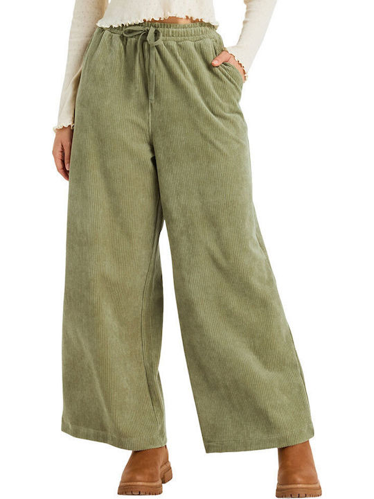 Roxy Women's Fabric Trousers Oil Green
