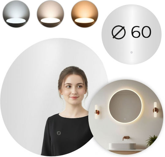 Modernhome VKM-ECO-3-60 Rund LED Berührung Badezimmerspiegel aus Metall 60x60cm