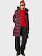 Lang Damen Puffer Jacke für Winter Bordeaux