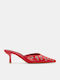 Mules with Thin High Heel in Red Color