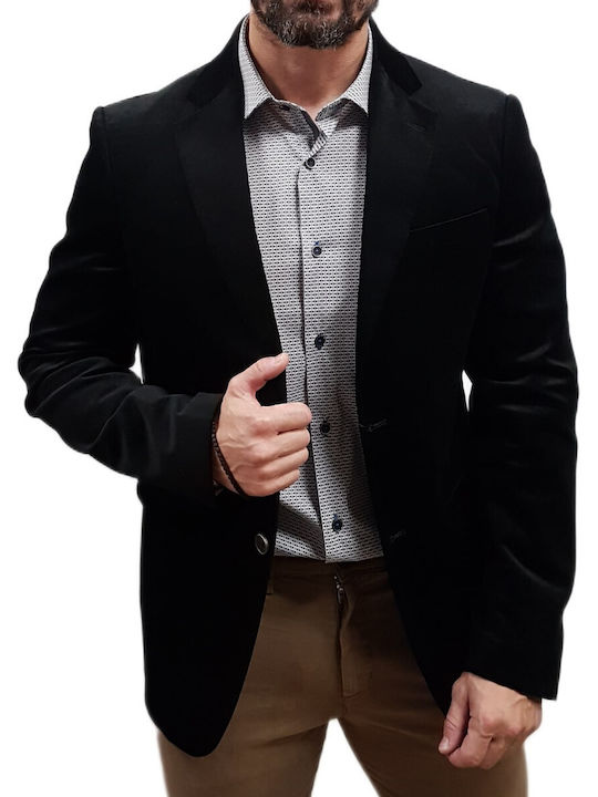 Sogo Men's Winter Suit Jacket Slim Fit Black