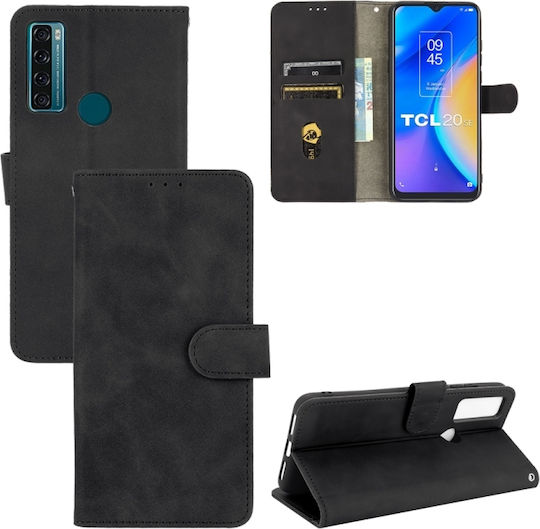 Wallet Piele / Piele artificială / Silicon Negru (TCL 20 SE)