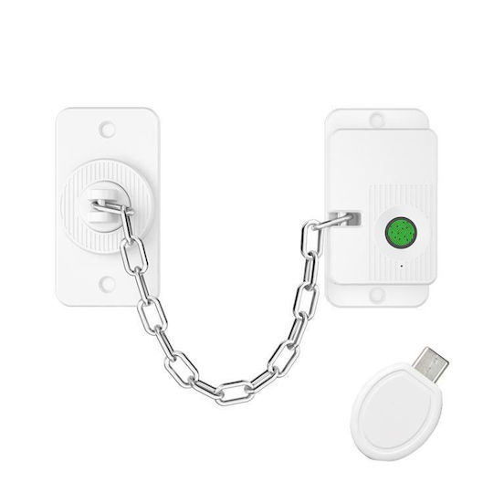 Încuietoare Inteligentă cu Lanț cu Amprentă Digitală Cheie Electronică Limitator pentru Fereastră Siguranță pentru Copii și Animale de Companie Fq23 Alb