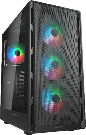 Cougar Airface Pure Rgb Gaming Midi Tower Κουτί Υπολογιστή με RGB Φωτισμό Μαύρο