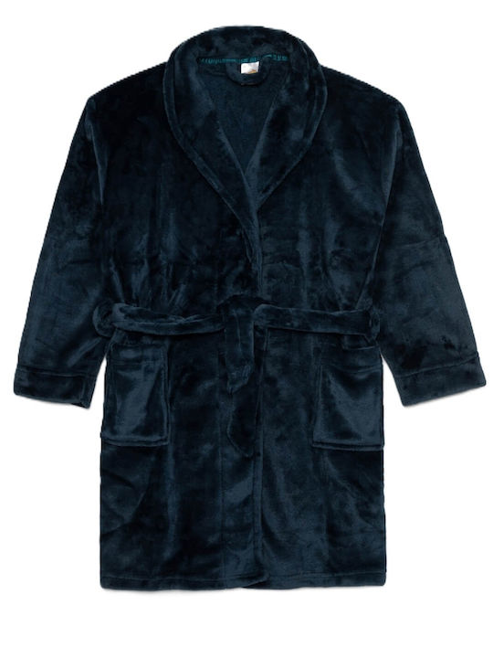 Minerva Παιδική Ρόμπα Χειμωνιάτικη Fleece Πετρόλ Fleece Minerva Παιδική Ρόμπα Χειμωνιάτικη Fleece Πετρόλ Fleece