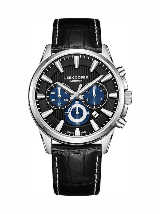 Lee Cooper Men's Watch Chronograph Battery with Black Leather Strap