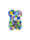 Multicolor Floral Bear Made Roses 25 Cm Hand Decorated Gift Box Blue-yellow-white