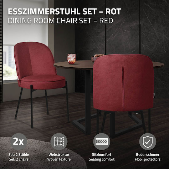 Ess- und Küchenstühle mit Stoffbezug Rote 2 Stück 50x63cm