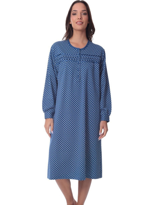 Lydia Creations Winter Damen Nachthemd Blue