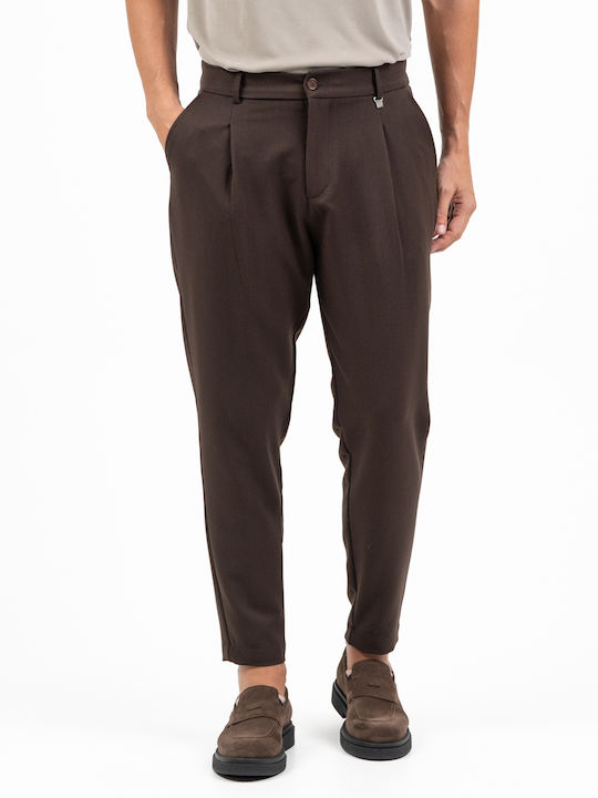 Vittorio Artist Trousers in Straight Line Brown