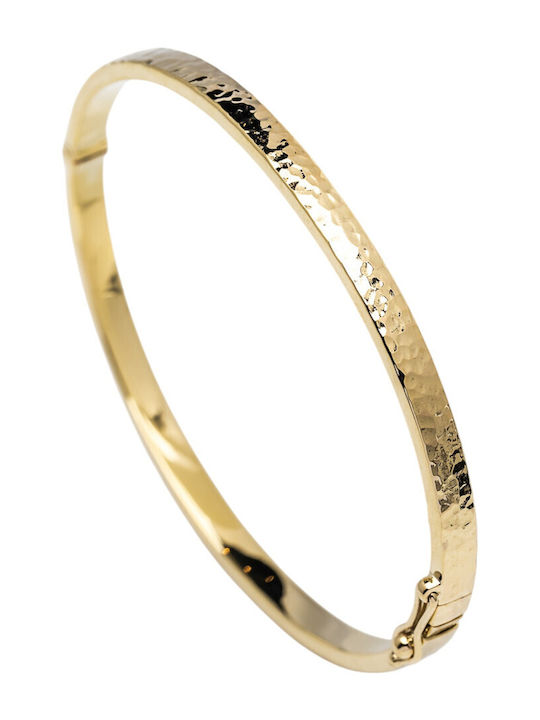 Lunaorocreations Women's Hammered Handcuff Bracelet Yellow Gold 14K Small