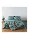 Kentia Duvet Cover Set Cotton Queen with 2 Pillowcases 220x240 Aperry Emerald Green - Pink - Warm Yellow