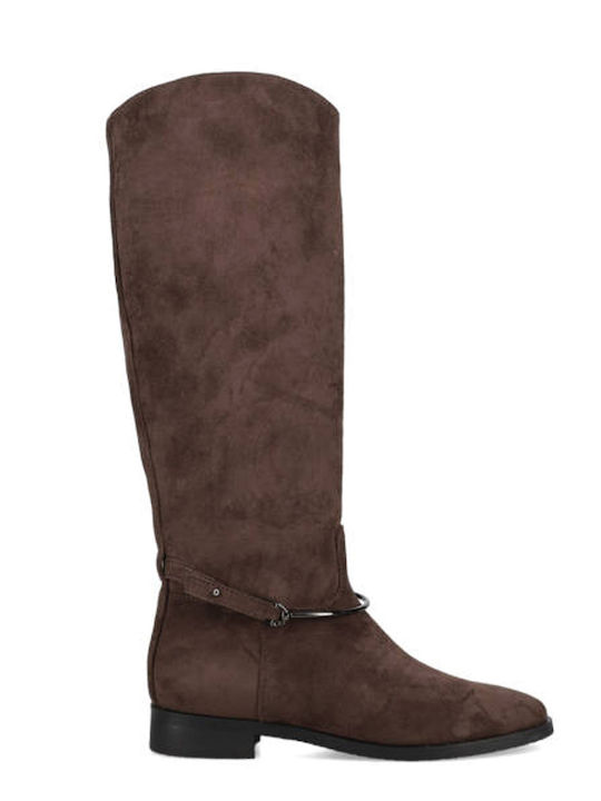 Migato Suede Γυναικείες Μπότες Καφέ
