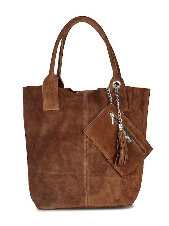 Women's Shoulder Bag Suede Brown bgset-09222-cml