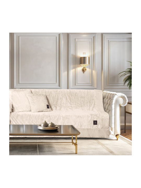 Greenwich Polo Club 3968 Dreisitzer-Sofa Wurf Samtig 180x300cm Ecru