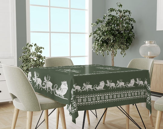 Mc Decor Χριστουγεννιάτικο Τραπεζομάντηλο Καρέ Τάρανδοι 140x140εκ.