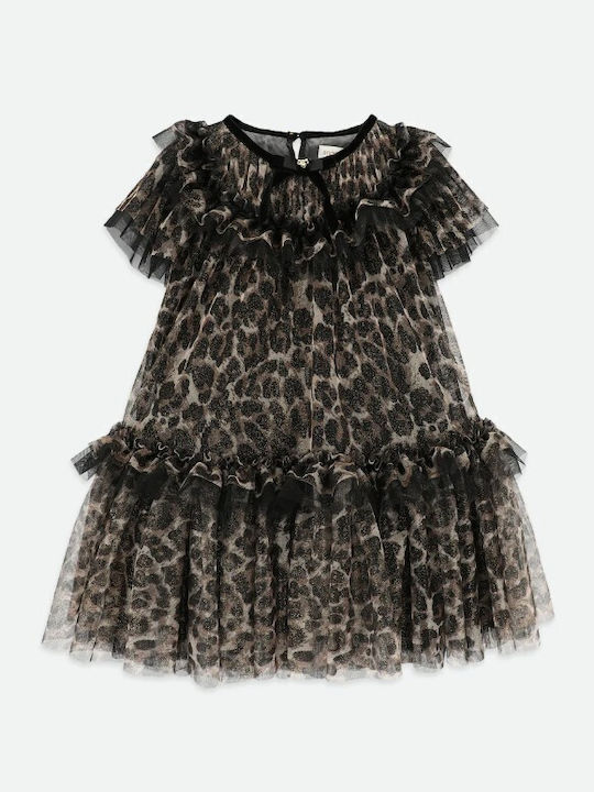 Παιδικό Φόρεμα Τούλινο Animal Print Black