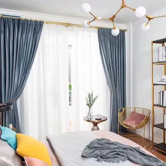My Home Luxury Перде с Плик с Писалка Син 270x280см
