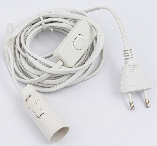 Cablu Alb Accesorii De Iluminat 340cm Dulie E14 Cu Comutator Și Priză Ip20