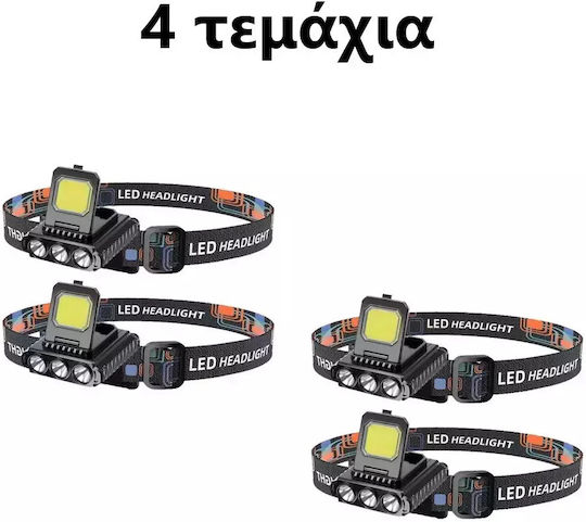 Wuben Επαναφορτιζόμενος Φακός Κεφαλής LED με Μέγιστη Φωτεινότητα 2800lm 4τμχ