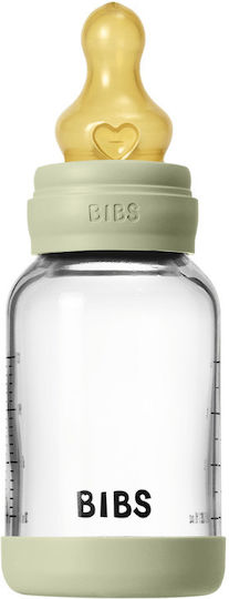 Bibs Glass Baby Bottles Anti-colic Set with Rubber Teat for 0+ Months Green 120ml