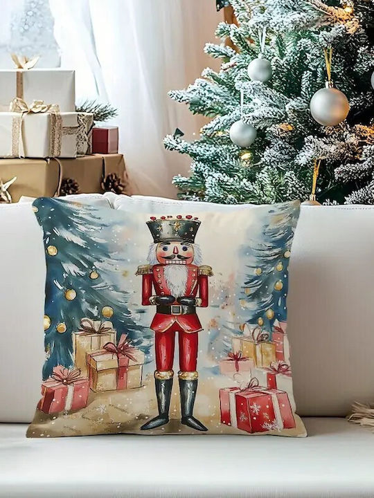 By Queen Limited Festive Edition Μαξιλαροθήκη Mε Καρυοθραύστη Kαι Δώρα 45x45εκ
