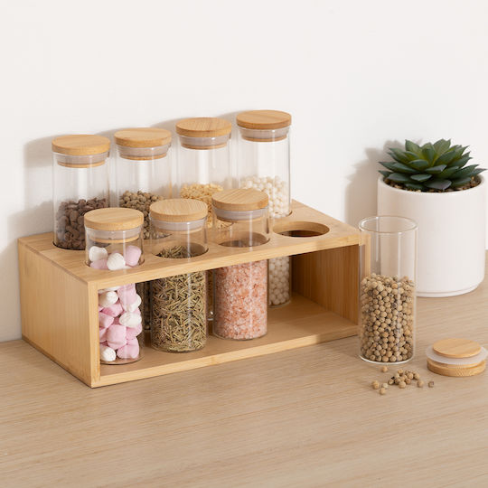 5Five Glass Tabletop Spice Rack with Stand 8pcs