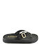 Leather Women's Flat Sandals Flatforms in Black Color