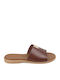 Leather Women's Flat Sandals in Brown Color