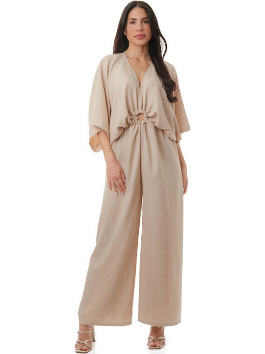 Silia D Damen Einteiler Anzug Beige