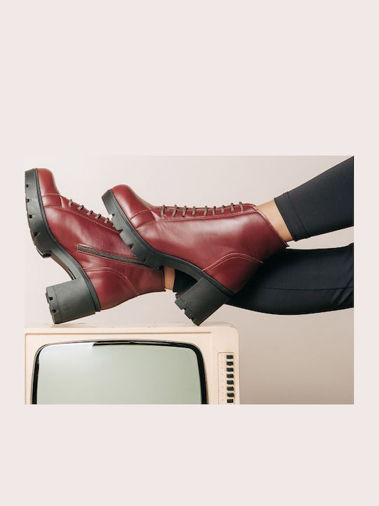 Silia D Leather Women's Ankle Boots Burgundy