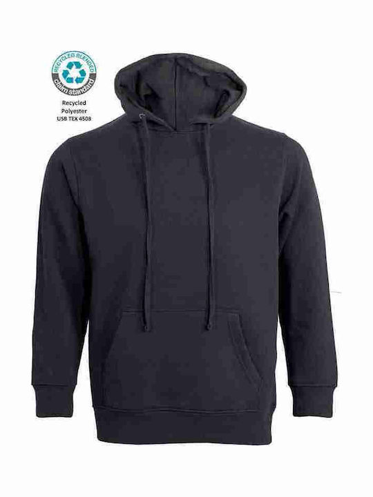 Kprime Men's Long Sleeve Work Sweatshirt Black with Hood