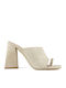Leather Mules with Heel in Beige Color