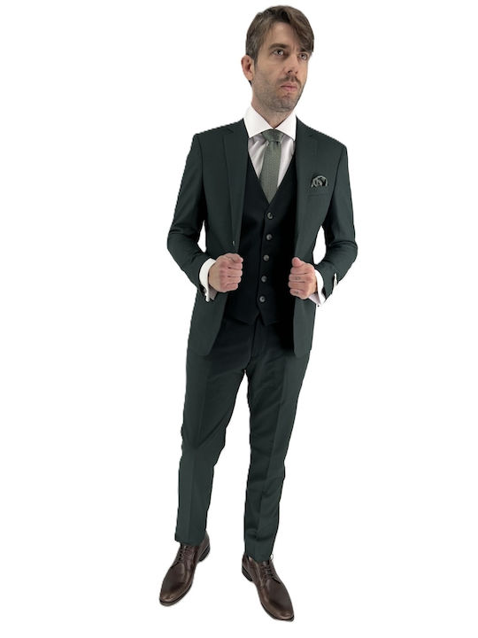Costum Bărbați Cu vestă Green