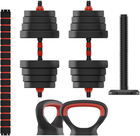 Ksix Set de gantere cu bară, greutate totală 30kg