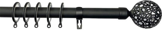 Grace Extendable Metallic Curtain Pole Single Φ19mm 140-240cm Lilie Black Mat