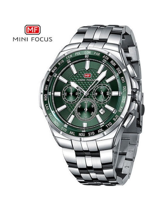 Mini Focus Men's Watch Battery with Silver Metal Bracelet