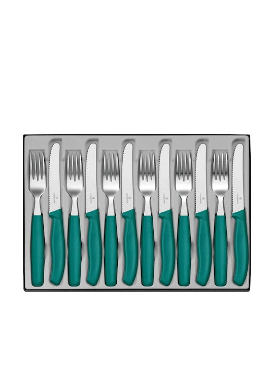 Victorinox Swiss Classic Σετ Μαχαιροπίρουνα Ανοξείδωτα Πράσινα 12τμχ