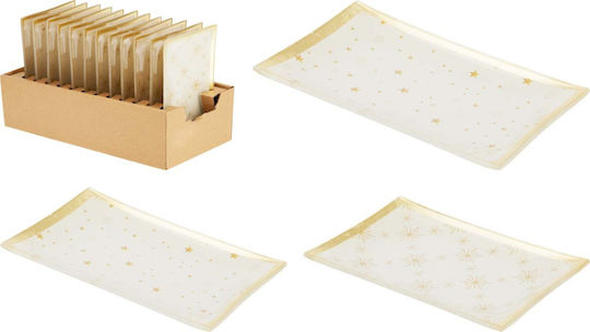 JK Home Decoration Weihnachtliche Teller Glas Gold L14xB10cm.