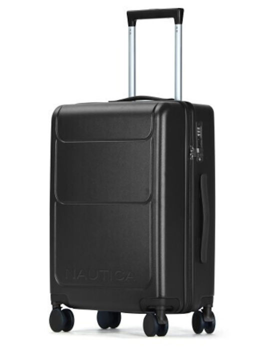Nautica Medium Travel Suitcase Hard Black with 4 Wheels Height 69cm