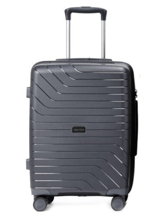 Nautica Medium Travel Suitcase Hard Gray with 4 Wheels Height 65cm